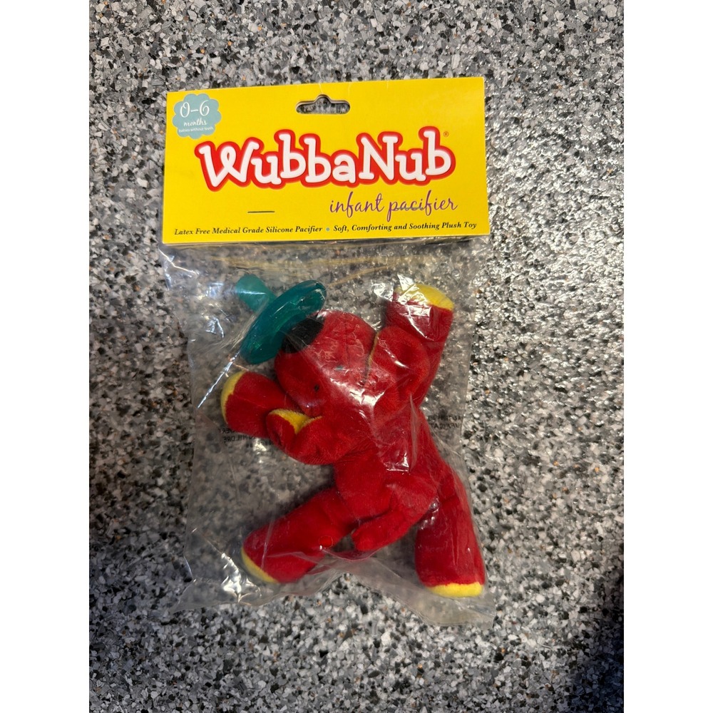 WubbaNub Infant Pacifier Red Dog Plush Toy 0-6 Months Medical Grade Silicone NIB